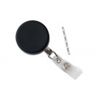 BRADY PEOPLE ID, BADGE REEL, HEAVY-DUTY, BLACK, CHROME, BADGE REEL W/LINK CHAIN AND REINFORCED VINYL STRAP, PACKED AND SOLD IN UNITS OF 25